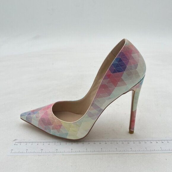 FSJ Women Fashion High Heel Pump Stilettos Pointy Toe Evening Party Dress Print - Picture 2 of 7